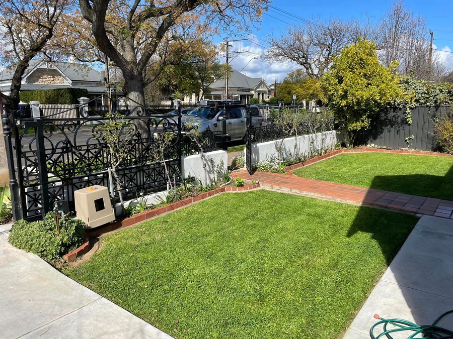 Front lawn mowed by Just Sow Garden and Lawn Services